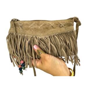 90's genuine suede fringe mini cowgirl purse